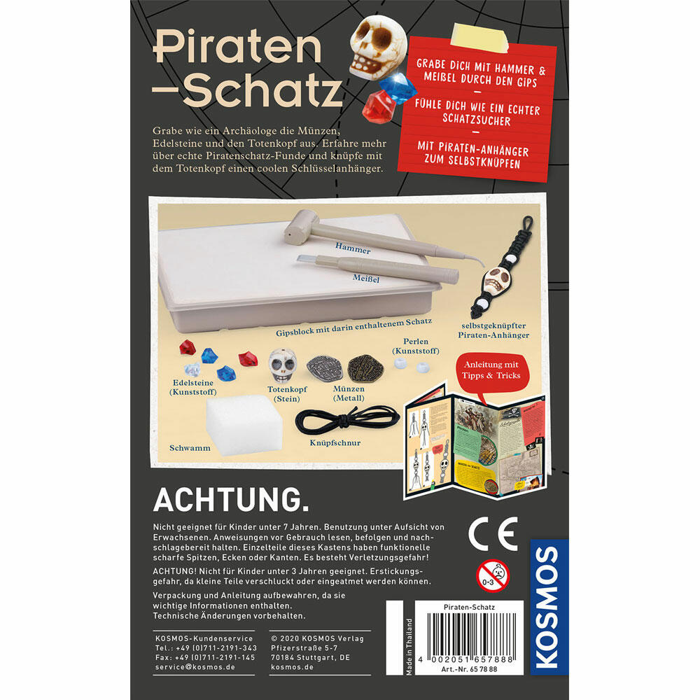 KOSMOS Piraten-Schatz, Ausgrabungs-Set, Experimentierkasten, Experimentier Kasten, ab 7 Jahren, 657888