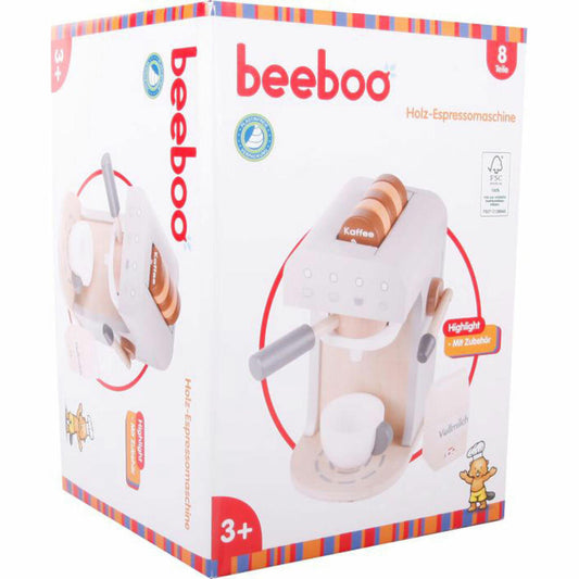 Beeboo Kitchen Wooden Espresso Machine with Accessories, 9-piece