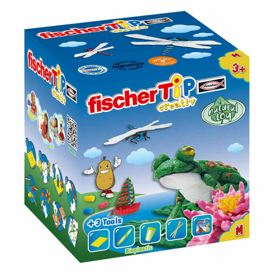 fischerTiP Box M, Kreativ- und Bastelmaterial ohne Klebstoff, Kinder Spielzeug, Malen, Schneiden, Pressen, Formen, Motorikspielzeug, Biokunststoff, Bunt, 49111