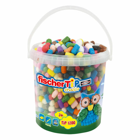 fischerTiP 1200, Kreativ- und Bastelmaterial ohne Klebstoff, Kinder Spielzeug, Malen, Schneiden, Pressen, Formen, Motorikspielzeug, Biokunststoff, Bunt, 533784