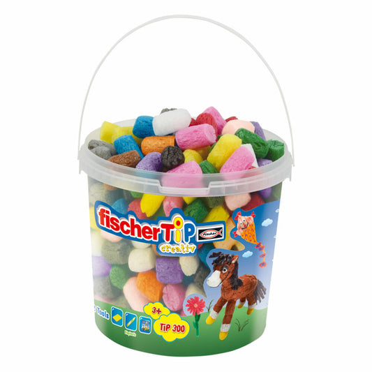 fischerTiP 300, Kreativ- und Bastelmaterial ohne Klebstoff, Kinder Spielzeug, Malen, Schneiden, Pressen, Formen, Motorikspielzeug, Biokunststoff, Bunt, 533781