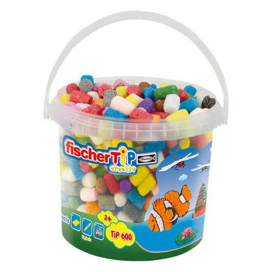 fischerTiP 600, Kreativ- und Bastelmaterial ohne Klebstoff, Kinder Spielzeug, Malen, Schneiden, Pressen, Formen, Motorikspielzeug, Biokunststoff, Bunt, 533782