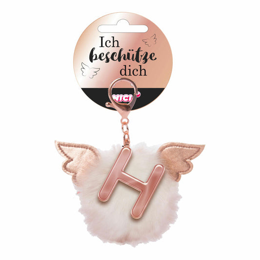 NICI Schutzengel Schutzbommel ABC-Anhänger, Buchstabe H, Taschenanhänger, Schlüsselanhänger, Bommel mit Flügeln, Plüsch, 46977