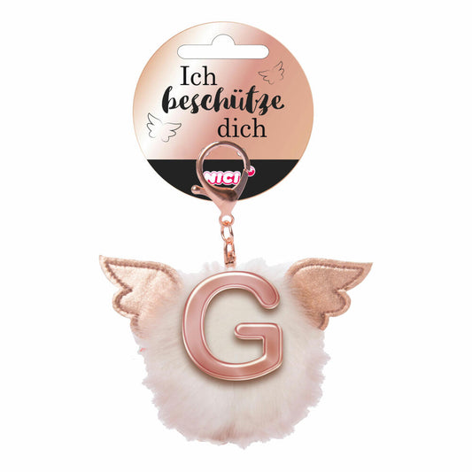 NICI Schutzengel Schutzbommel ABC-Anhänger, Buchstabe G, Taschenanhänger, Schlüsselanhänger, Bommel mit Flügeln, Plüsch, 46976