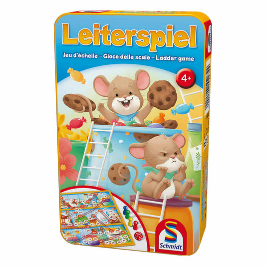 Schmidt Spiele Leiterspiel, Bring-Mich-Mit-Spiel in Metalldose, Brettspiel, Gesellschaftsspiel, 2 bis 4 Spieler, 51284