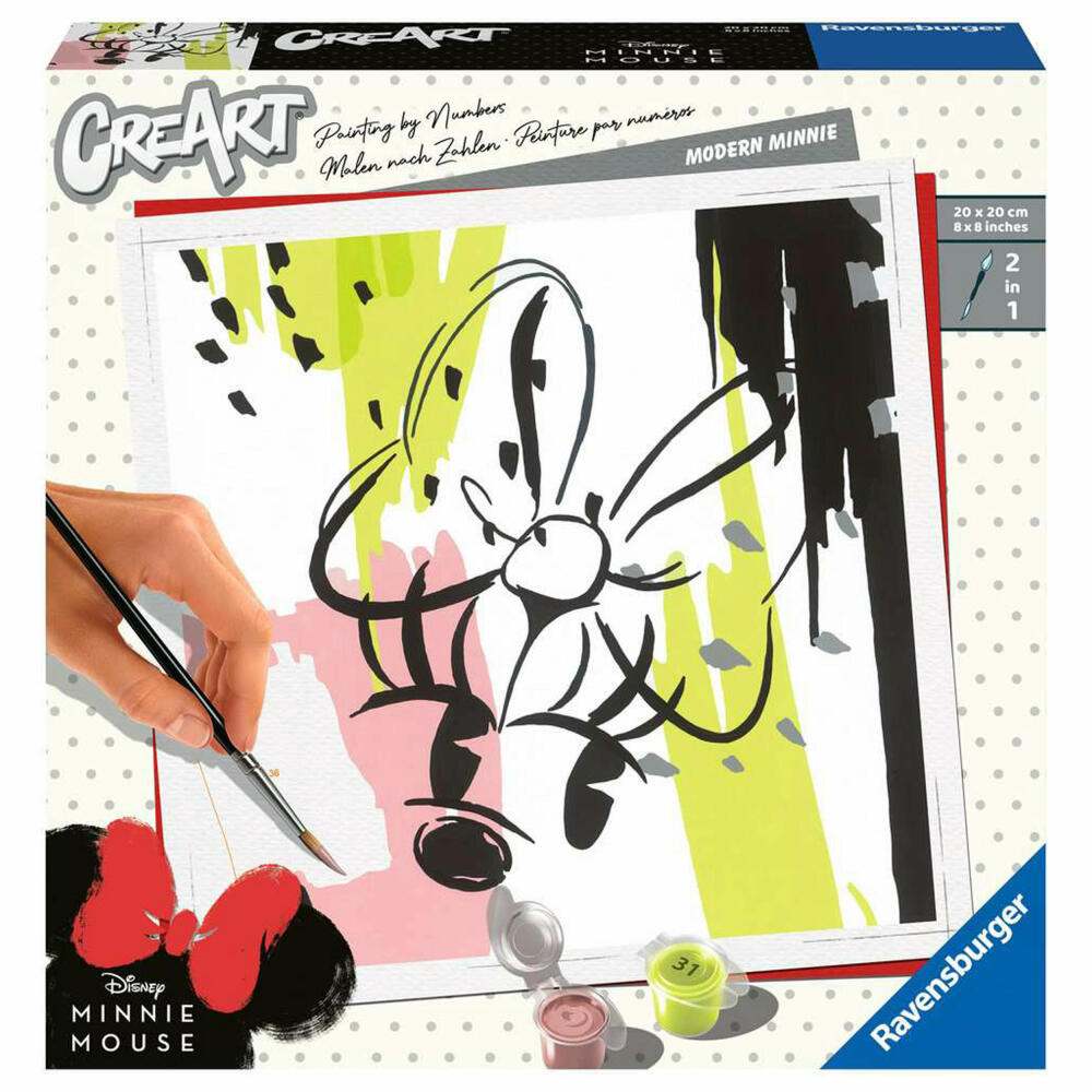 Ravensburger Malen nach Zahlen Modern Minnie, Malvorlagen-Set mit Zubehör, 20128