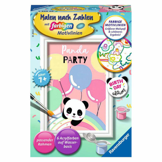 Ravensburger Paint by Numbers Panda Party, Painting Set for Children, 20056
