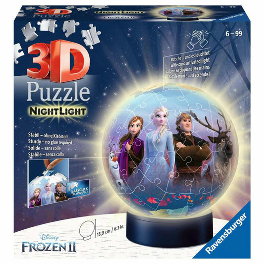 Ravensburger 3D Puzzle Ball Night Light Disney Frozen 2, Puzzle, illuminated, 72 pieces, 11141