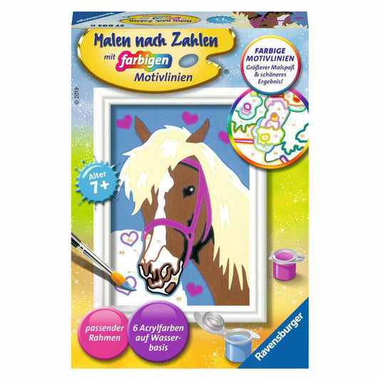 Ravensburger Malen nach Zahlen Liebes Pferd, Mal-Set für Kinder, 27693
