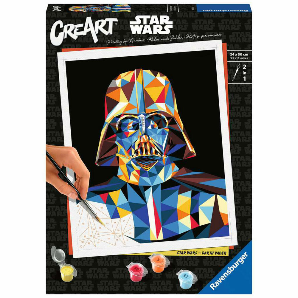 Ravensburger Malen nach Zahlen Star Wars - Darth Vader, Malvorlage mit Farben und Pinsel, 23731