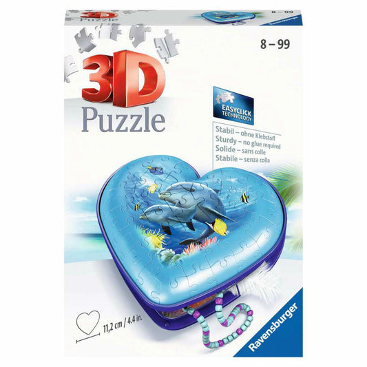 Ravensburger 3D Puzzle Heart Box - Underwater World, three-dimensional puzzle, 54 pieces, 11172