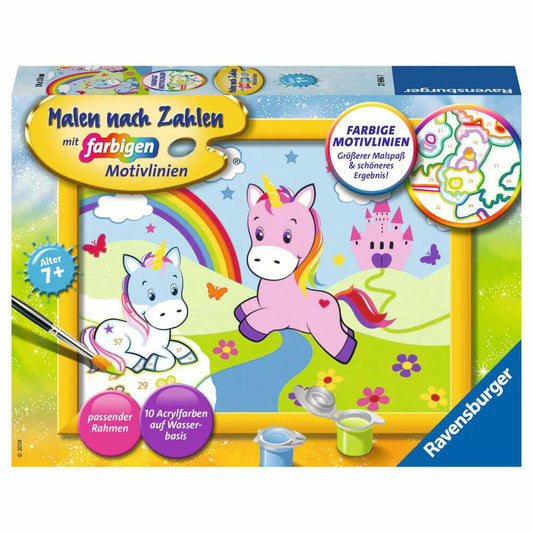 Ravensburger Malen nach Zahlen Traumhafte Einhornwelt, Mal-Set für Kinder, 27696