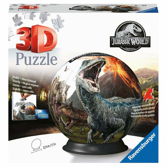 Ravensburger 3D Puzzle Ball Puzzle Ball Jurassic World, three-dimensional puzzle, 72 pieces, 11757