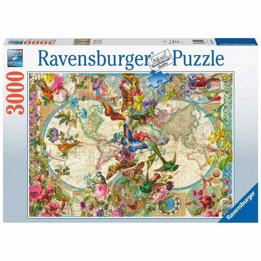 Ravensburger Puzzle World Map with Butterflies, Adult Puzzle, 3000 Pieces, 17117