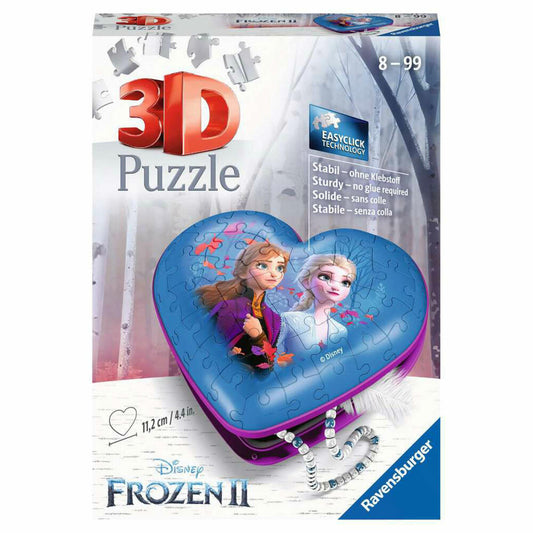 Ravensburger 3D Puzzle Heart Box - Disney Frozen 2, three-dimensional puzzle, 54 pieces, 11236