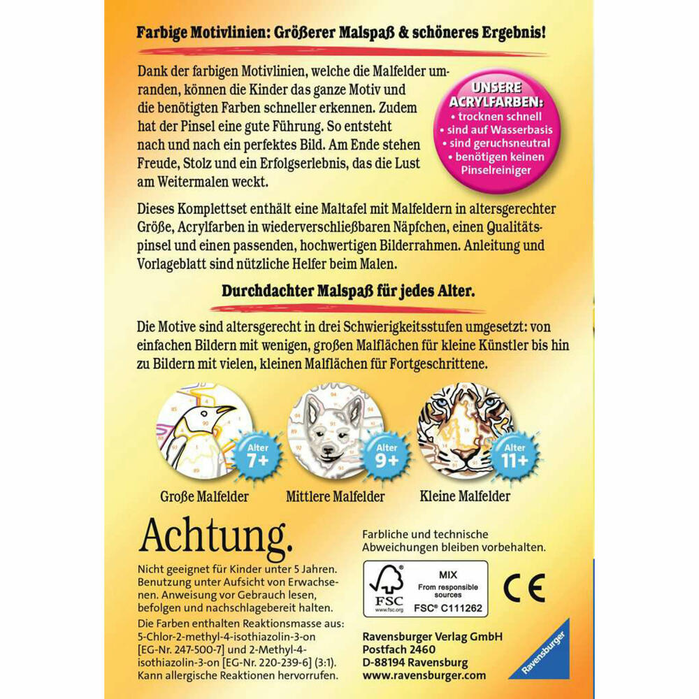 Ravensburger Malen nach Zahlen Kleiner Igel, Mal-Set für Kinder, 20157