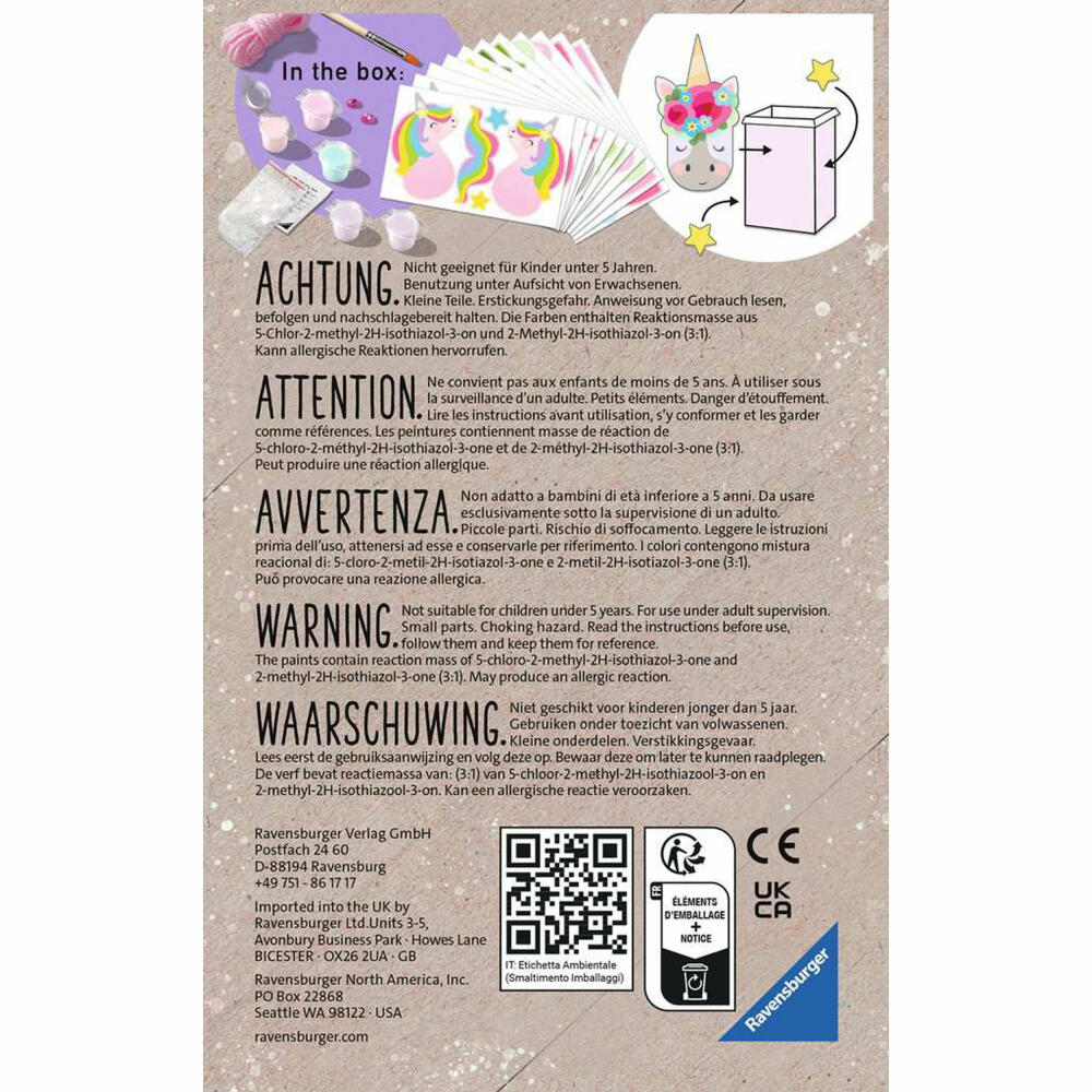 Ravensburger Bastelset Eco Create Mini Unicorn Party, Kreativset, 18438