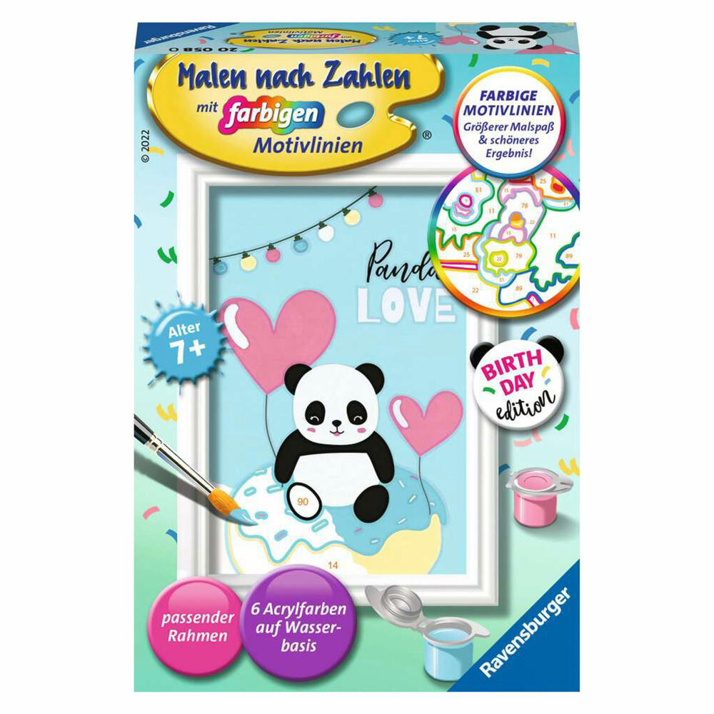 Ravensburger Malen nach Zahlen Panda Love, Mal-Set für Kinder, 20058