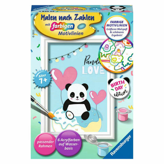 Ravensburger Malen nach Zahlen Panda Love, Mal-Set für Kinder, 20058