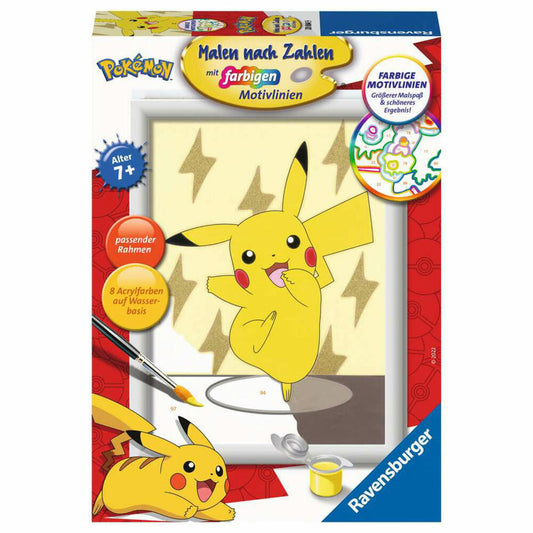 Ravensburger Malen nach Zahlen Pikachu, Mal-Set für Kinder, 20084