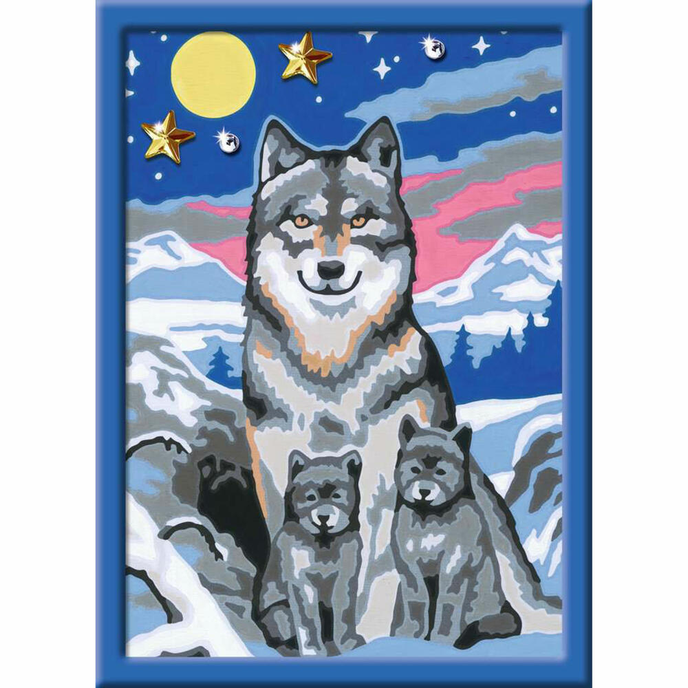 Ravensburger Malen nach Zahlen Süße Wolfsfamilie, Mal-Set für Kinder, 27784
