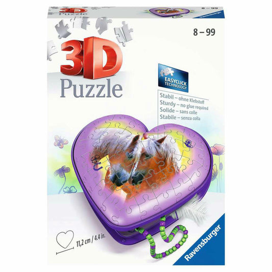 Ravensburger 3D Puzzle Heart Box - Horses, three-dimensional puzzle, 54 pieces, 11171