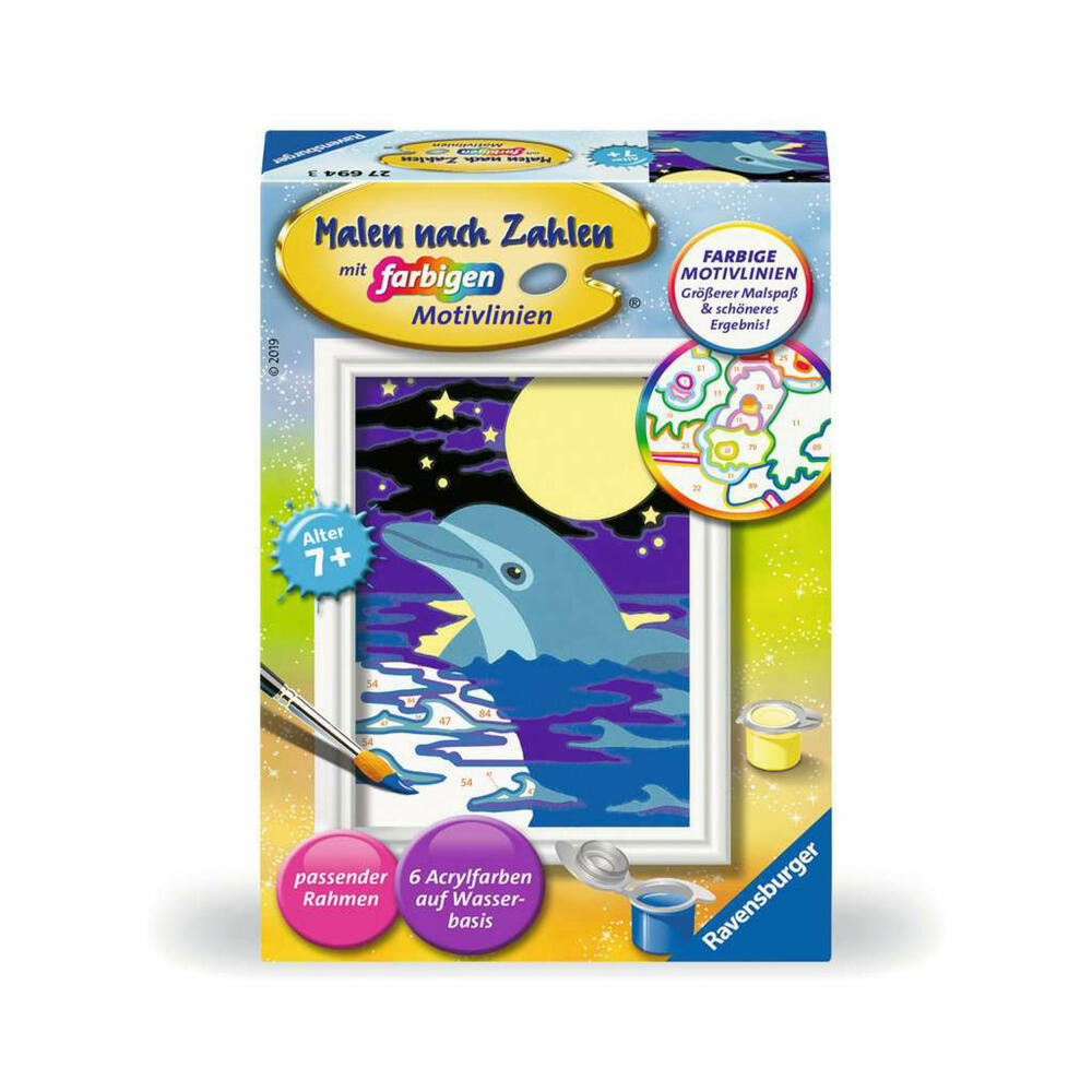 Ravensburger Malen nach Zahlen Kleiner Delfin, Mal-Set für Kinder, 27694
