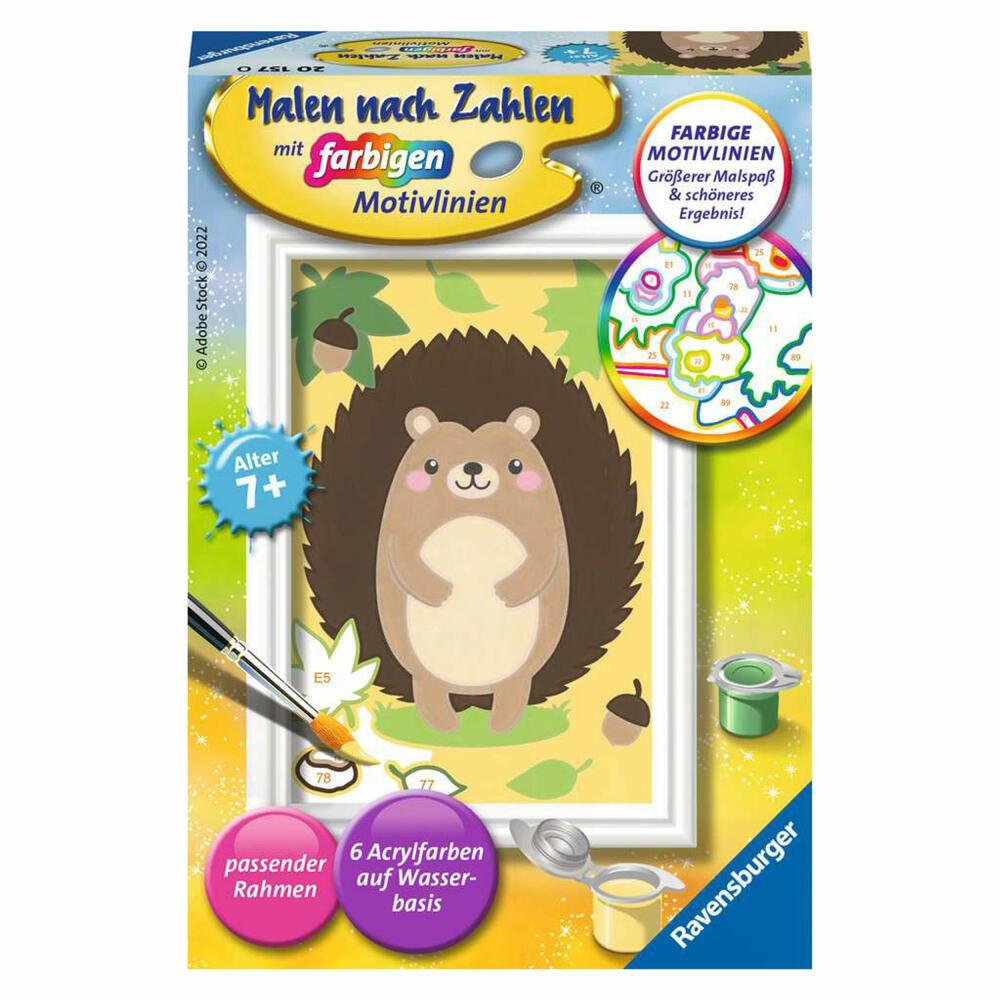 Ravensburger Malen nach Zahlen Kleiner Igel, Mal-Set für Kinder, 20157