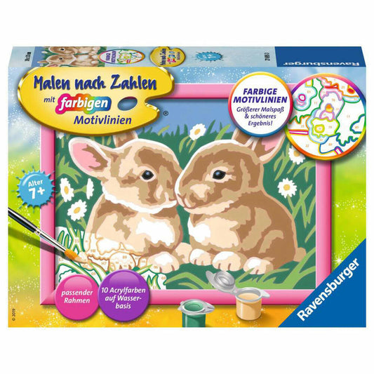 Ravensburger Malen nach Zahlen Niedliche Häschen, Mal-Set für Kinder, 27695