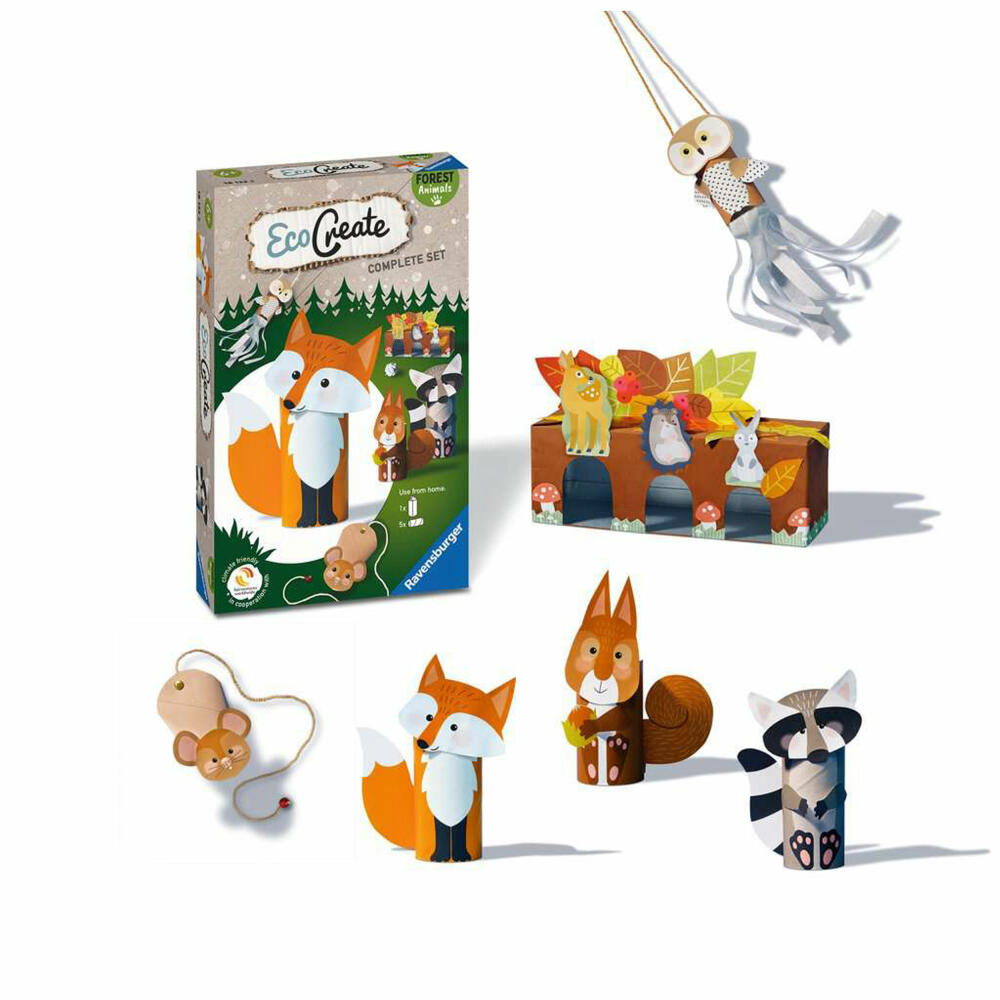 Ravensburger Bastelset Eco Create Mini Forest Animals, DIY Bastelkasten, Kreativset, 18132