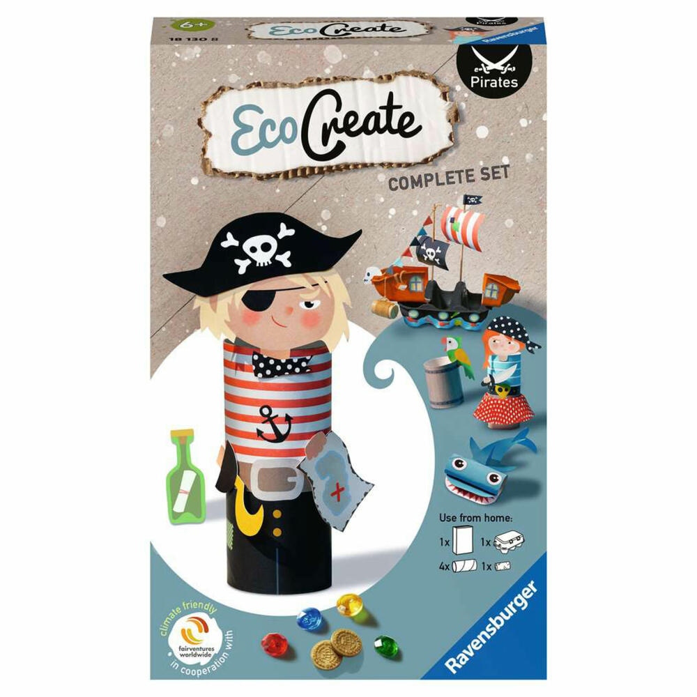 Ravensburger Bastelset Eco Create Mini Pirates, DIY Bastelkasten, Kreativset, 18130