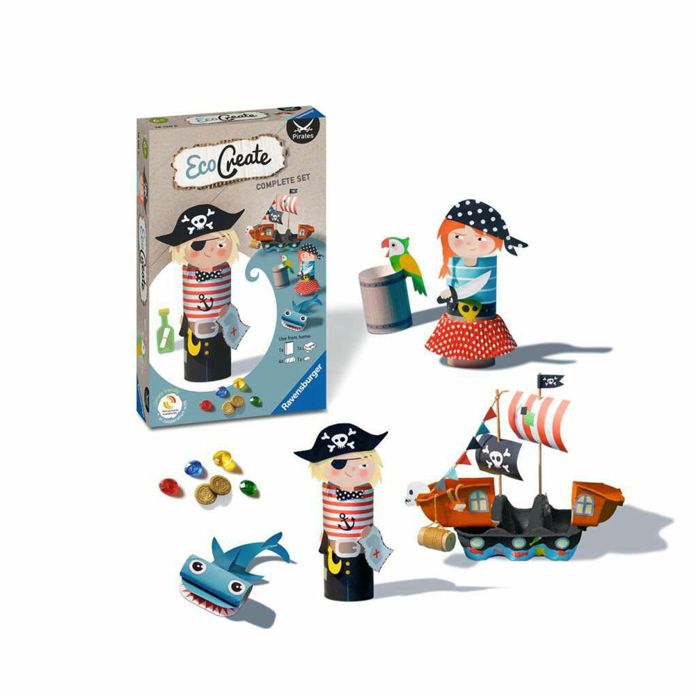 Ravensburger Bastelset Eco Create Mini Pirates, DIY Bastelkasten, Kreativset, 18130