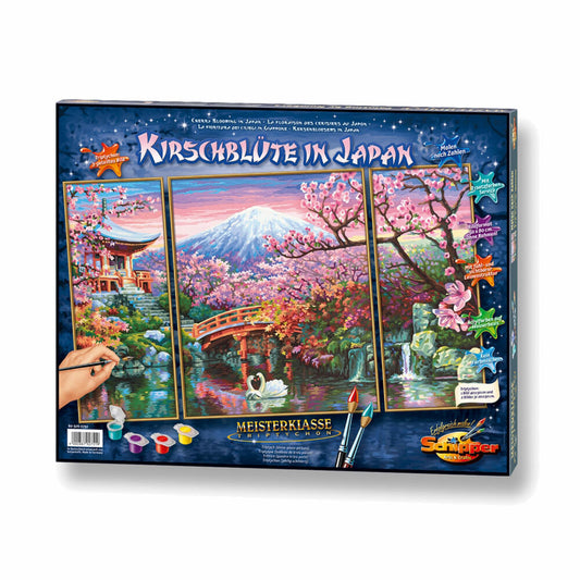 Schipper Painting by Numbers Cherry Blossom in Japan, Triptych, Triple Image, MNZ, Painting, Picture, 50 x 80 cm, 609260751