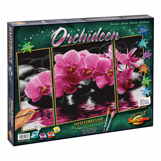 Schipper Malen nach Zahlen, Orchideen, Triptychon, Zeichnen, Dekoration, Pappe, 41 cm, 609260603