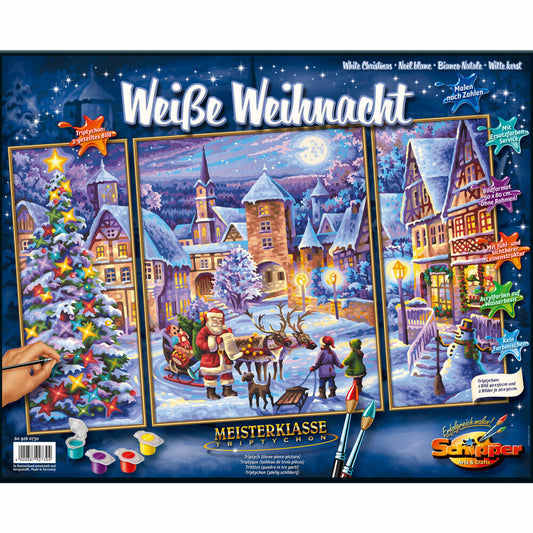 Schipper Malen nach Zahlen, Weiße Weihnacht, Triptychon, Zeichnen, Dekoration, Pappe, 41 cm, 609260730