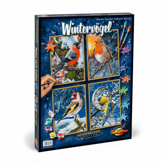 Schipper Painting by Numbers Winter Birds, Quattro, MNZ, Pictures, Paintings, 18 x 24 cm, 4 pieces, 609340661