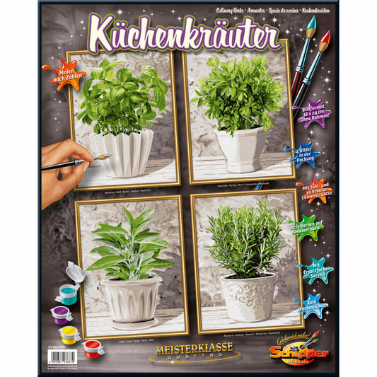 Schipper Painting by Numbers Kitchen Herbs, Quattro, MNZ, Pictures, Paintings, 18 x 24 cm, 4 pieces, 609340687