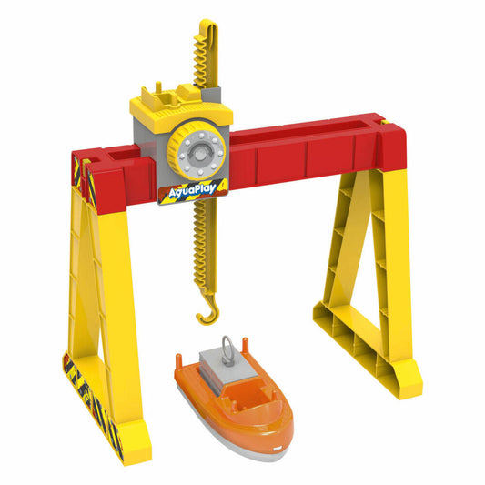 Aquaplay Container Crane Set, Gantry Crane, Loading Crane, Harbor Crane, Water Slide, Accessories, with Container Ship, 8700000124