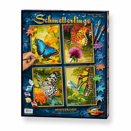 Schipper Painting by Numbers Butterflies, Quattro, MNZ, Pictures, Paintings, 18 x 24 cm, 4 pieces, 609340628