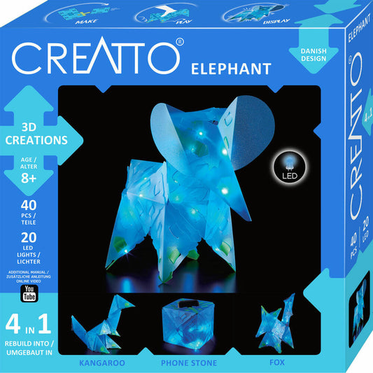 KOSMOS Creatto Elefant, Bastelset, 3D-Puzzle, Nachtlicht, Leuchtfigur, Dekoration, Puzzle, 03461