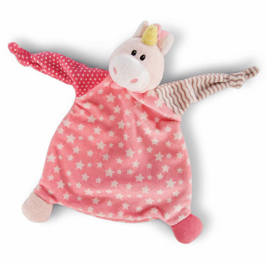 NICI Einhorn Stupsi Schmusetuch, Kuscheltuch, Plüschtuch, Tuch, Baby Spielzeug, Plüsch / Polyester, Rosa, 25 cm, 43652