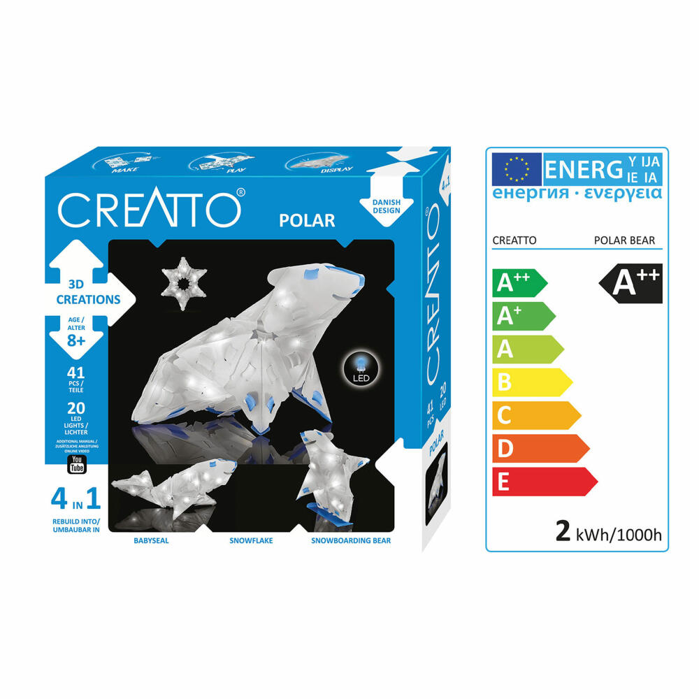 KOSMOS Creatto Winter Polar, Bastelset, 3D-Puzzle, Nachtlicht, Leuchtfigur, Dekoration, Puzzle, 03462