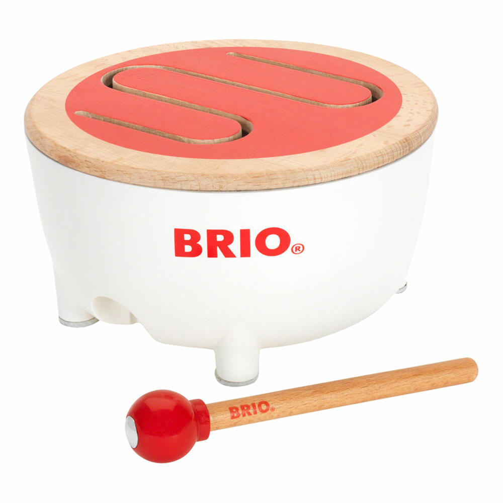 BRIO Drum with Drumstick, Instrument, Wooden Drum, Wooden Toy, Wooden Toy, Toddler, 30181