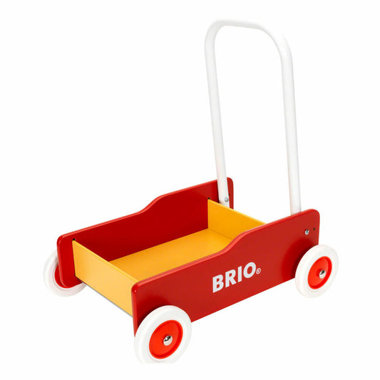 BRIO Lauflernwagen, Lauflerner, Lauflernhilfe, Gehfrei, Laufhilfe, Kleinkind, Holz, Gelb / Rot, 31350