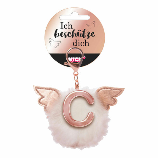 NICI Schutzengel Schutzbommel ABC-Anhänger, Buchstabe C, Taschenanhänger, Schlüsselanhänger, Bommel mit Flügeln, Plüsch, 46972