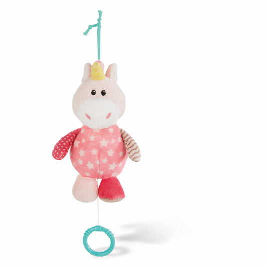 NICI Einhorn Stupsi Spieluhr, Spiel Uhr, Stofftier, Plüschtier, Plüsch / Polyester, Rosa, 18 cm, 43657