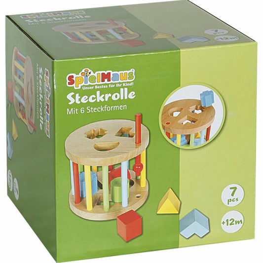 SpielMaus wooden stacking box, round, 6 stones
