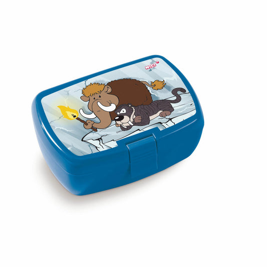 NICI Brotdose Stone Age Friends, Frühstücksbox, Lunchbox, 2020 Design, Kunststoff, Bunt, 18x12.5x6.5 cm, 45462