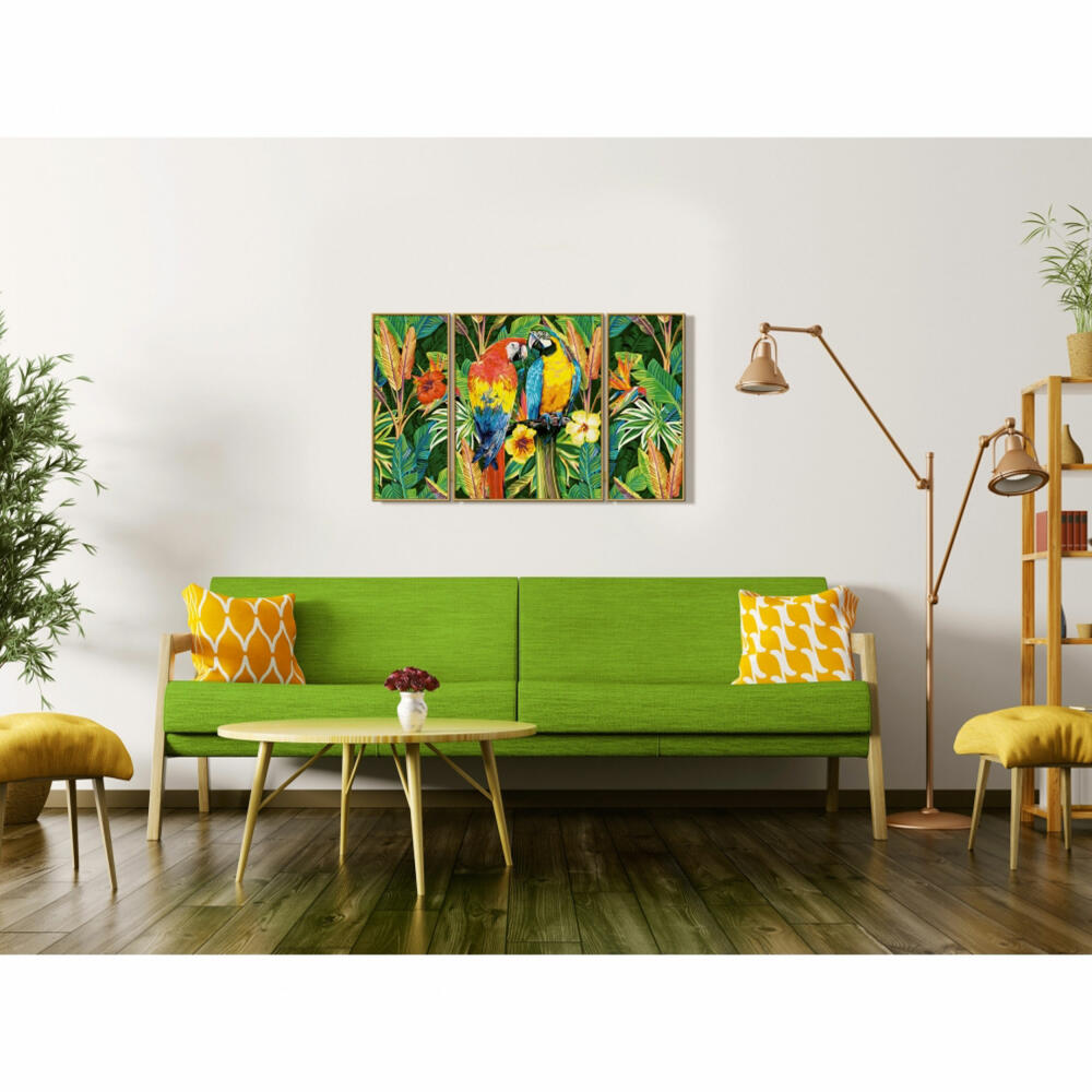 Schipper Malen nach Zahlen Papageien im Regenwald, Meisterklasse Triptychon, Malvorlage, Wandbild, 609260853