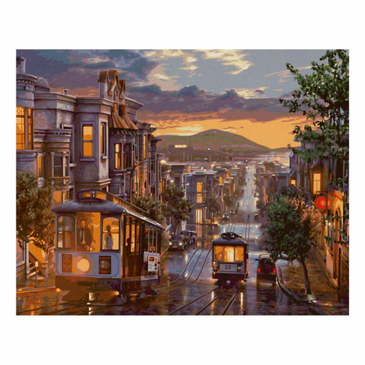 Schipper Malen nach Zahlen Abendstimmung in San Francisco, Meisterklasse Premium, Malvorlage, Wandbild, 40 x 50 cm, 609130896